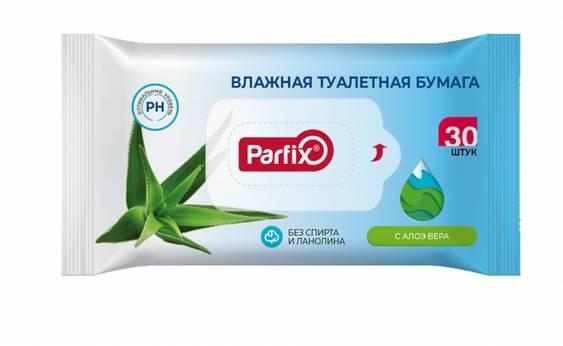 Бумага Parfix, Влажная туалетная с Алоэ вера 30 шт., 100 гр., пластиковая упаковка