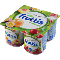 Продукт йогуртный пастер Легкий 0,1% Персик-Маракуя/Вишня 4, Fruttis, 110 гр, ПЭТ