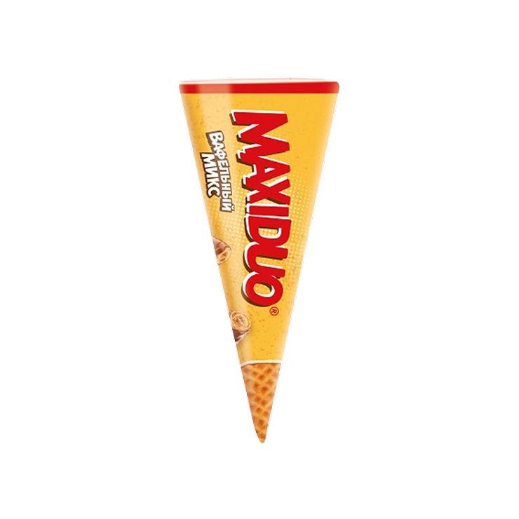 Мороженое рожок Maxiduo вафельный микс 80 гр., обертка