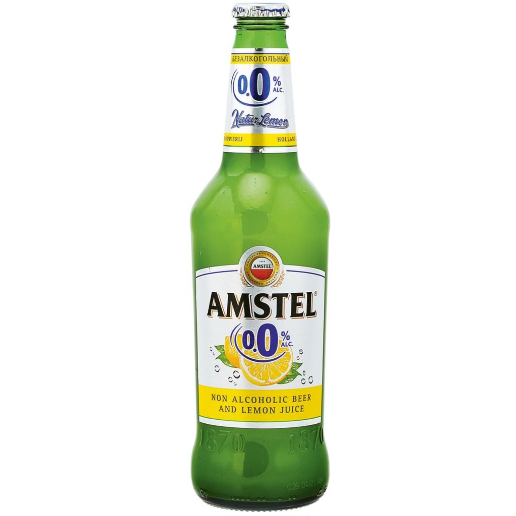 Пивной напиток безалкогольный лимон н/фильтрованный пастеризованный Amstel 450 мл., стекло