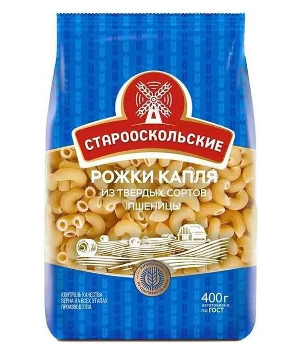 Изделия макаронные Старооскольские Рожки 400 гр., флоу-пак