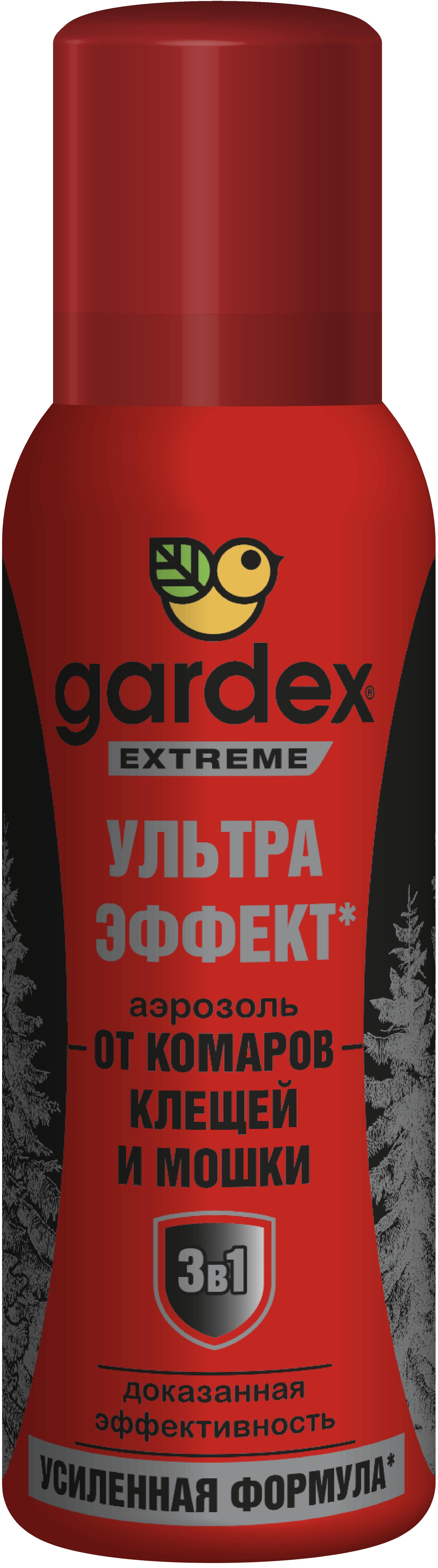 Аэрозоль от комаров клещей и мошки Gardex Extreme ультра эффект 3в1, баллон