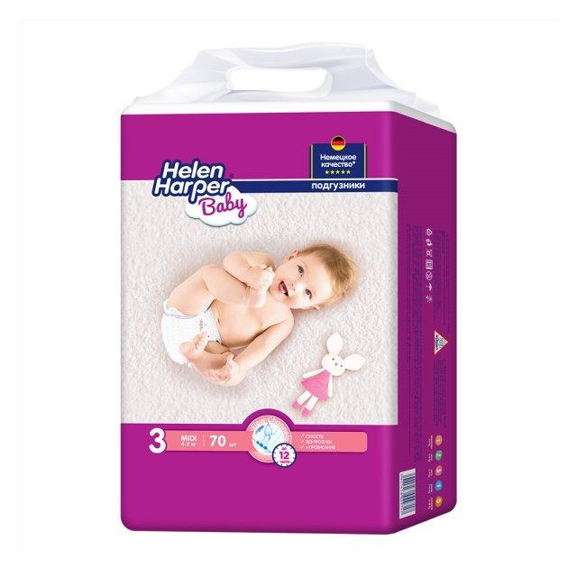 Подгузники 3 Midi (4-9 кг.) 70 шт. Helen Harper Baby, пакет