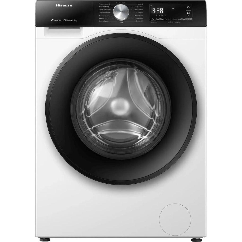 Стиральная машина Hisense WF3S6021BWU, с фронтальной загрузкой, 6кг, 1200об/мин, с паром, инверторная