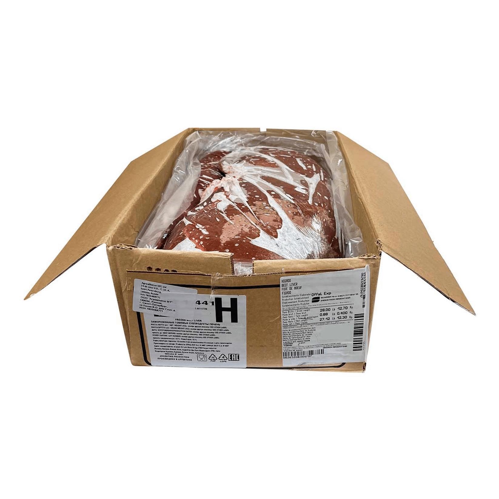 Печень говяжья Offal с/м 12 кг., картон