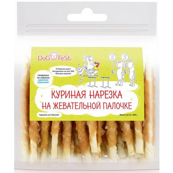 Куриная нарезка DOG FEST на жевательной палочке 500 гр., пакет