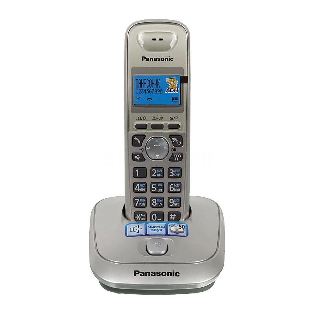 Телефон беспроводной Panasonic KX-TG2511RUN, монохром. дисплей, АОН, 50 номеров, платиновый