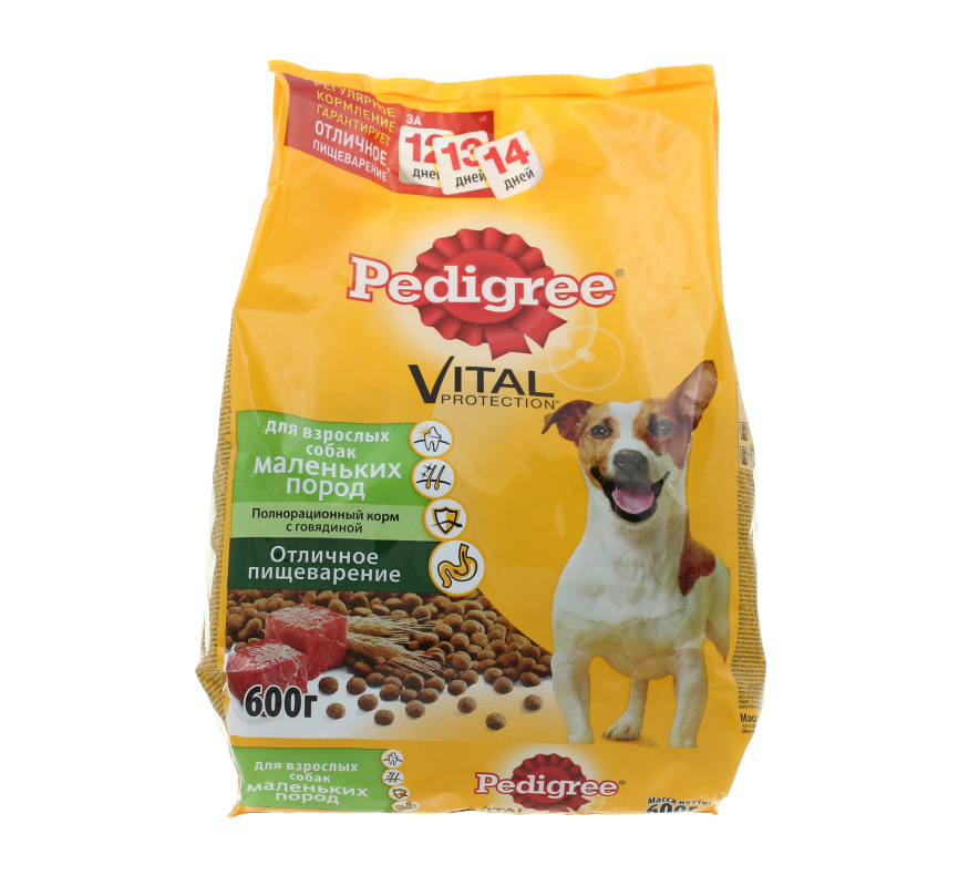 Pedigree Сухой корм для собак м/п говядина 600г
