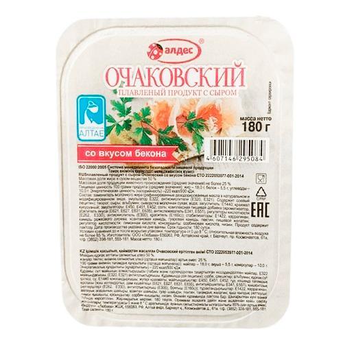 Продукт сырный плавленый Алдес Очаковский Бекон 180 гр., ПЭТ