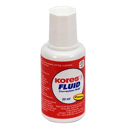 Штрих корректирующий Kores с кисточкой, 20 мл., пластик