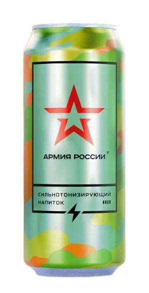Напиток тонизирующий Армия России тропический вкус газированный 450 мл., ж/б