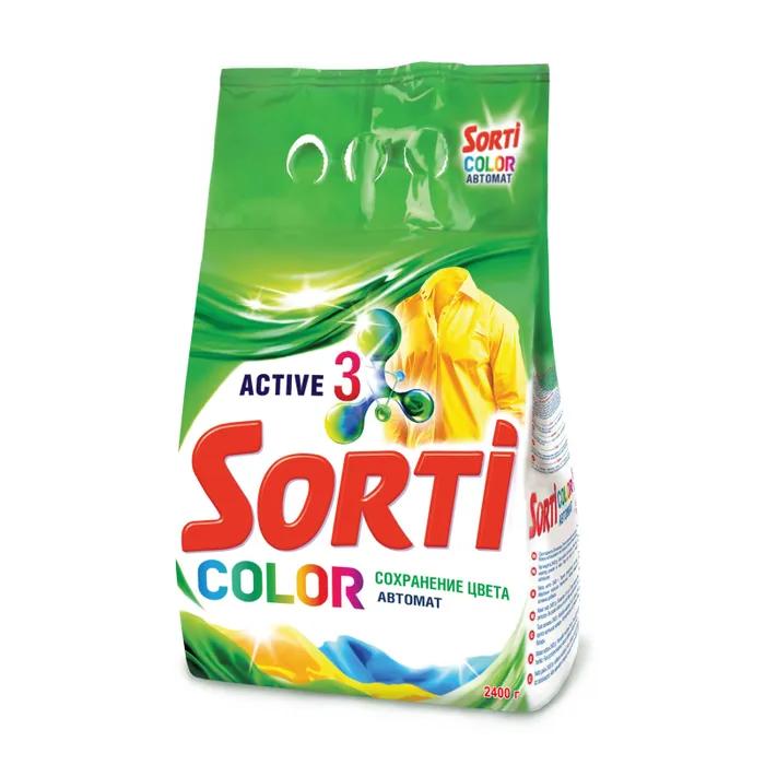 Порошок для стирки SORTI колор для цветного автомат, 2,4 кг., флоу-пак