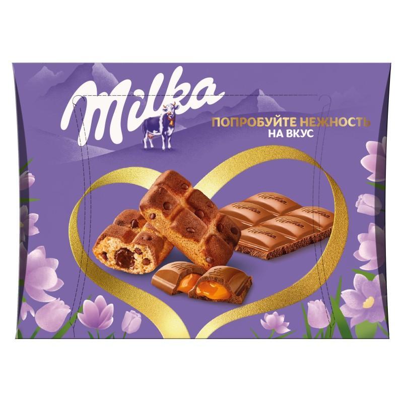 Набор Milka пирожные и шоколад с карамельной начинкой 230 гр., картон