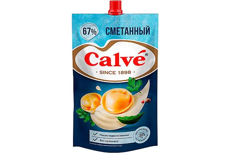 Майонез Calve сметанный 67% 400 гр., дой-пак с дозатором