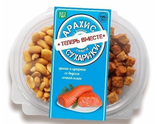 Снеки и арахис Теперь вместе с семгой 100 гр., флоу-пак