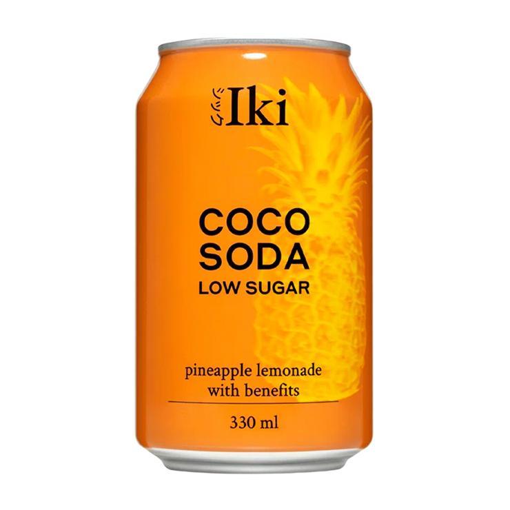 Напиток газированный Iki Coco Soda на основе кокосовой воды с добавлением сока ананаса Вьетнам 330 мл., ж/б