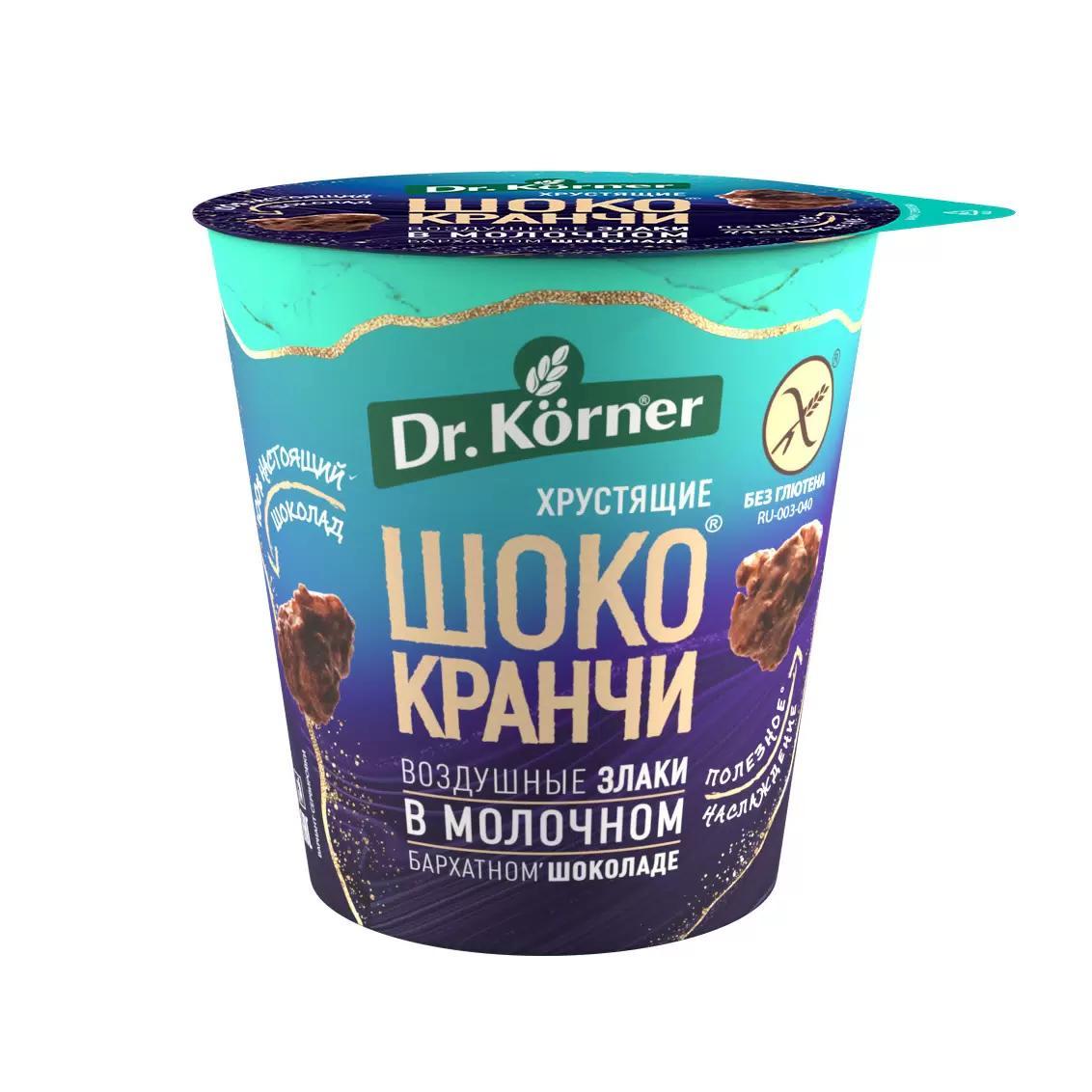 Шококранчи Dr. Korner кук-рис карам в молочном шоколаде c какао 40 гр., ПЭТ