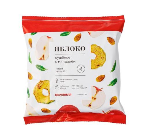 Чипсы яблочные ВкусВилл с миндалем 35 гр., флоу-пак