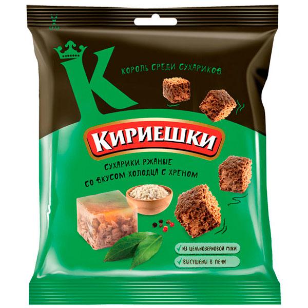 Сухарики Кириешки ржаные со вкусом холодца и хрена 40 гр., флоу-пак