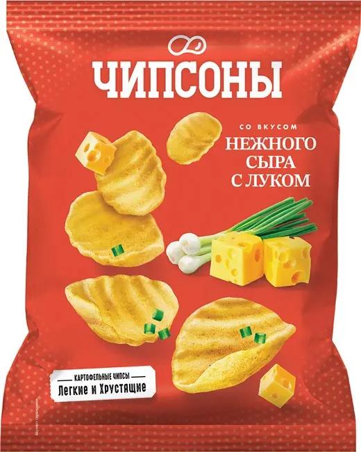 Чипсы Чипсоны Нежный сыр с луком 90 гр., пакет