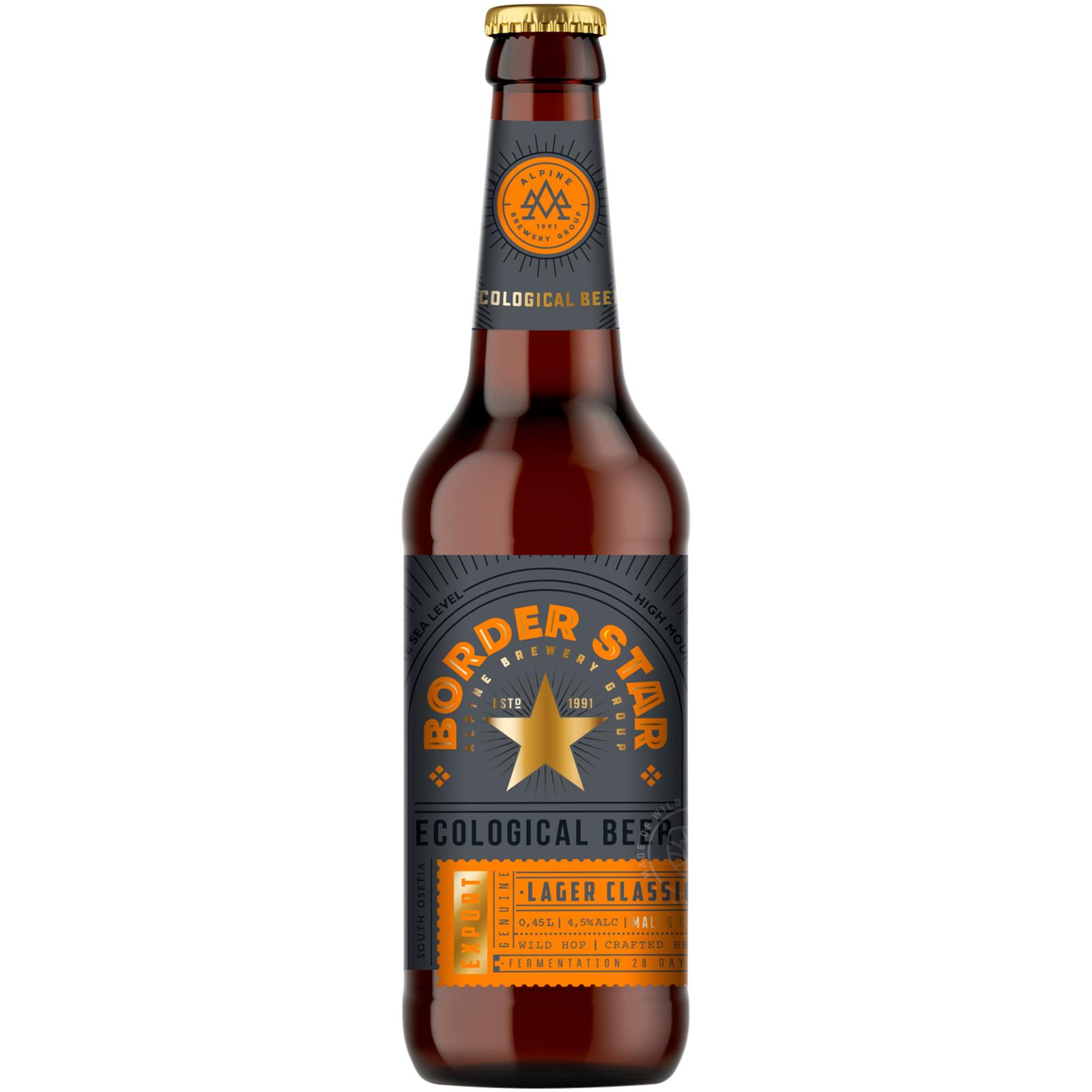 Пиво Border Star Lager Classic светлое фильтрованное пастеризованное 4,5% 450 мл., стекло