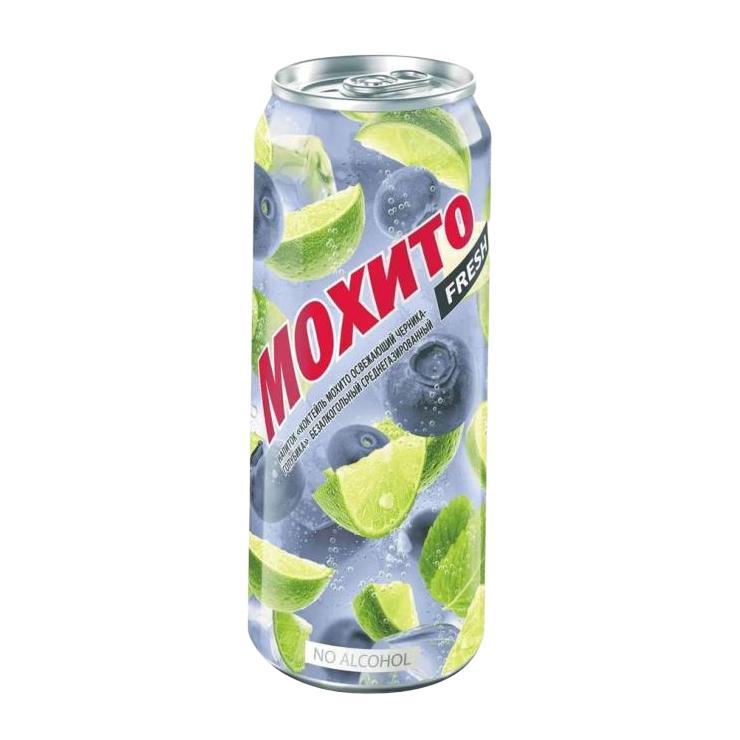 Напиток газированный Очаково Мохито fresh безалкогольный черника голубика 450 мл., ж/б
