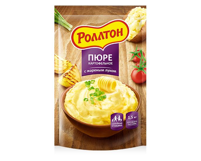 Пюре быстрого приготовления Роллтон картофельное с жареным луком 240 гр., дой-пак