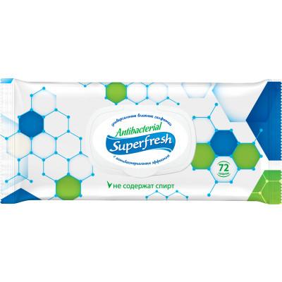 Влажные салфетки SuperFresh Антибактериальные 244 гр., Флоу-пак