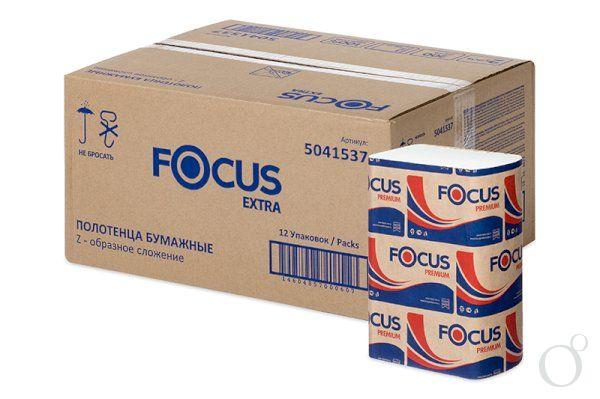 Полотенца бумажные листовые Focus Extra Z-сложения быстрорастворимые белые 225х240 мм. 2 слоя 200 шт., обертка
