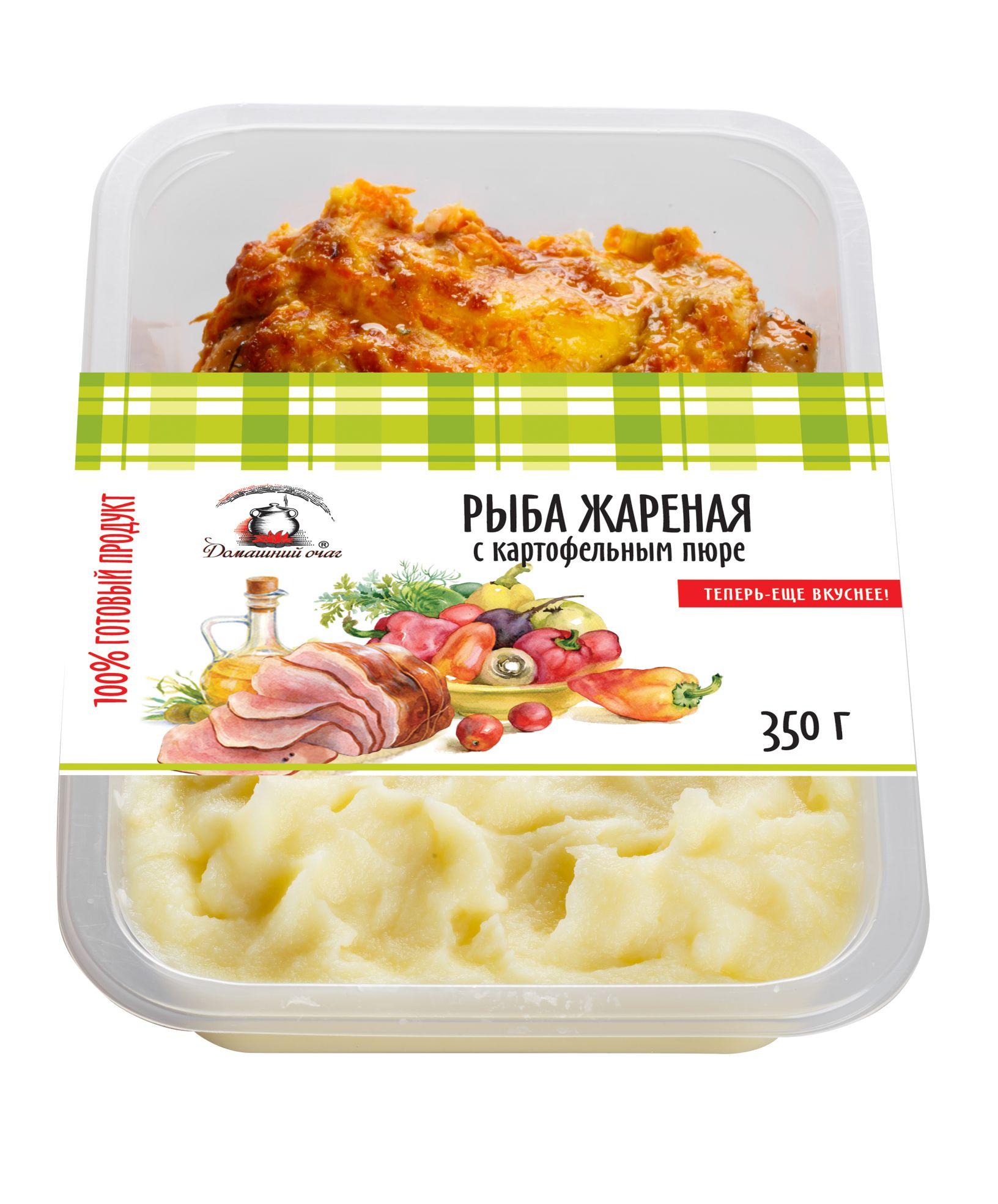 Готовое блюдо Домашний очаг Рыба жареная с картофельным пюре