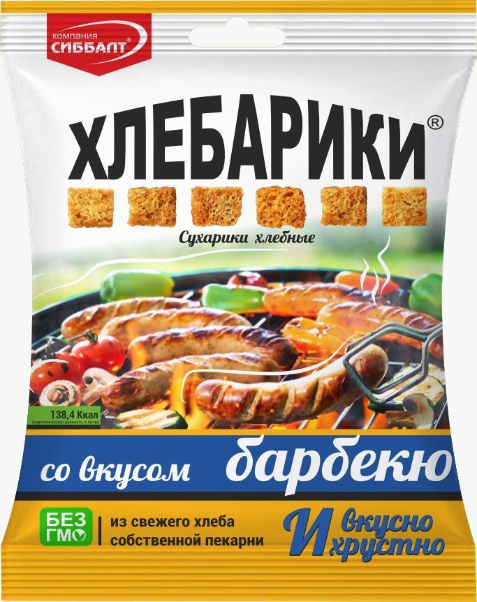 Сухарики хлебные ХЛЕБАРИКИ со вкусом барбекю, 40 гр., флоу-пак
