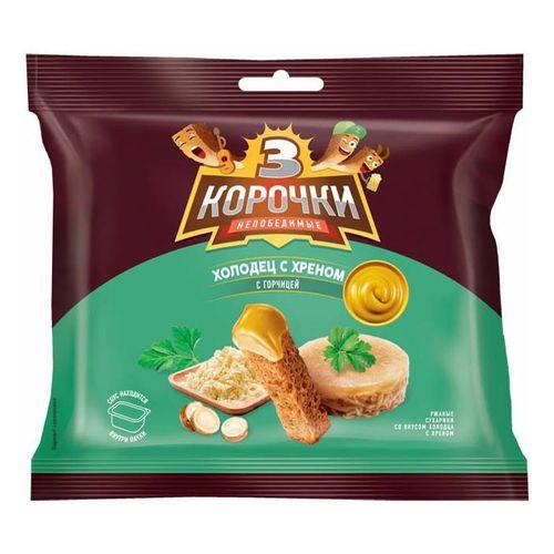 Сухарики 3 корочки ржаные холодец с хреном и горчицей 30 шт, 60 гр., флоу-пак