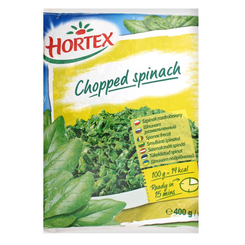 Шпинат Hortex размельченный быстрозамороженный, 400гр., флоу-пак