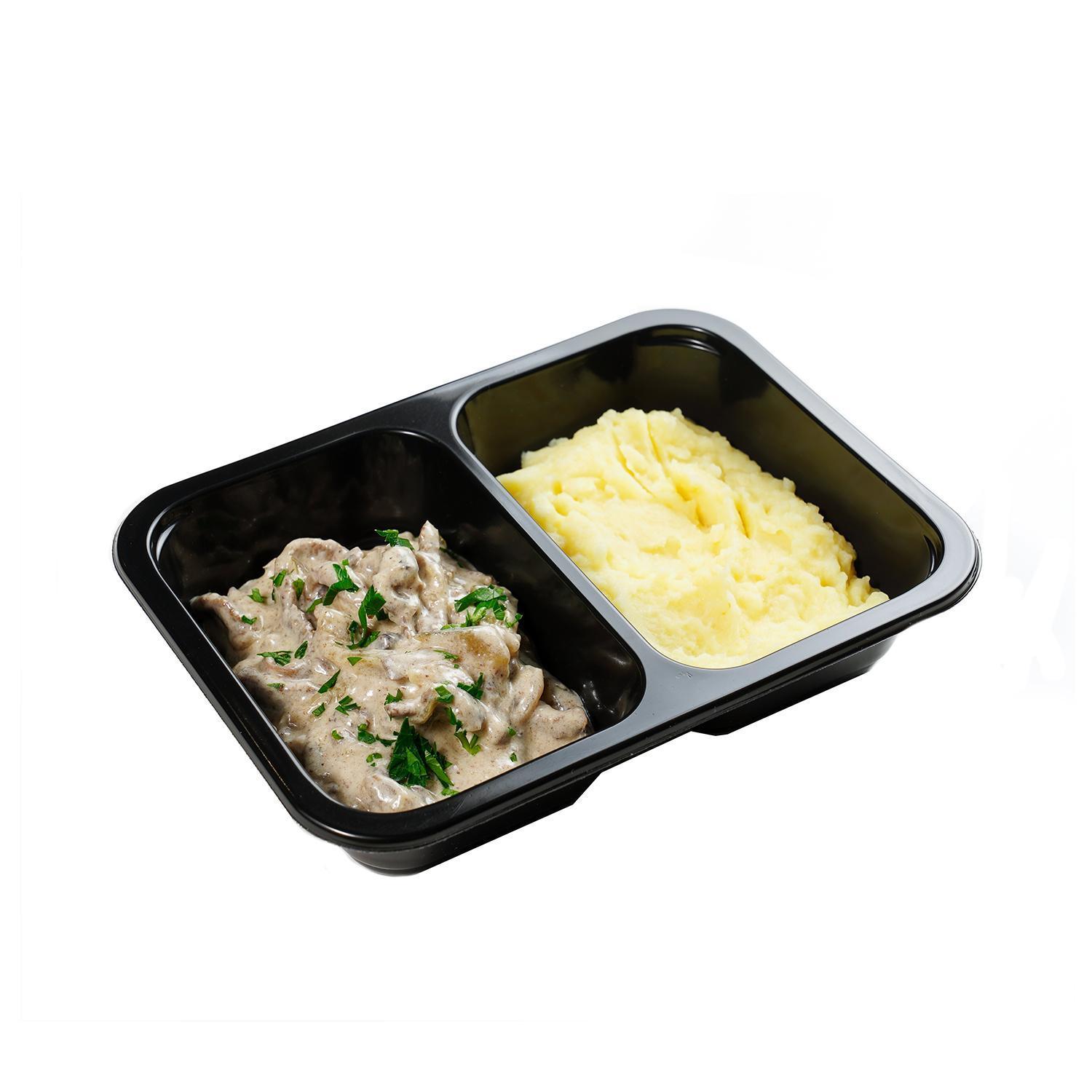 Бефстроганов Qummy говядина в сливках с картофельным пюре с/м 260 гр., ванна
