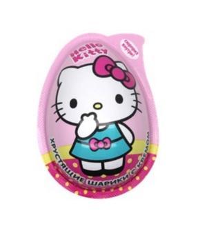 Шарики хрустящие с кремом Hello Kitty с сюрпризом в яйце 15 гр., ПЭТ