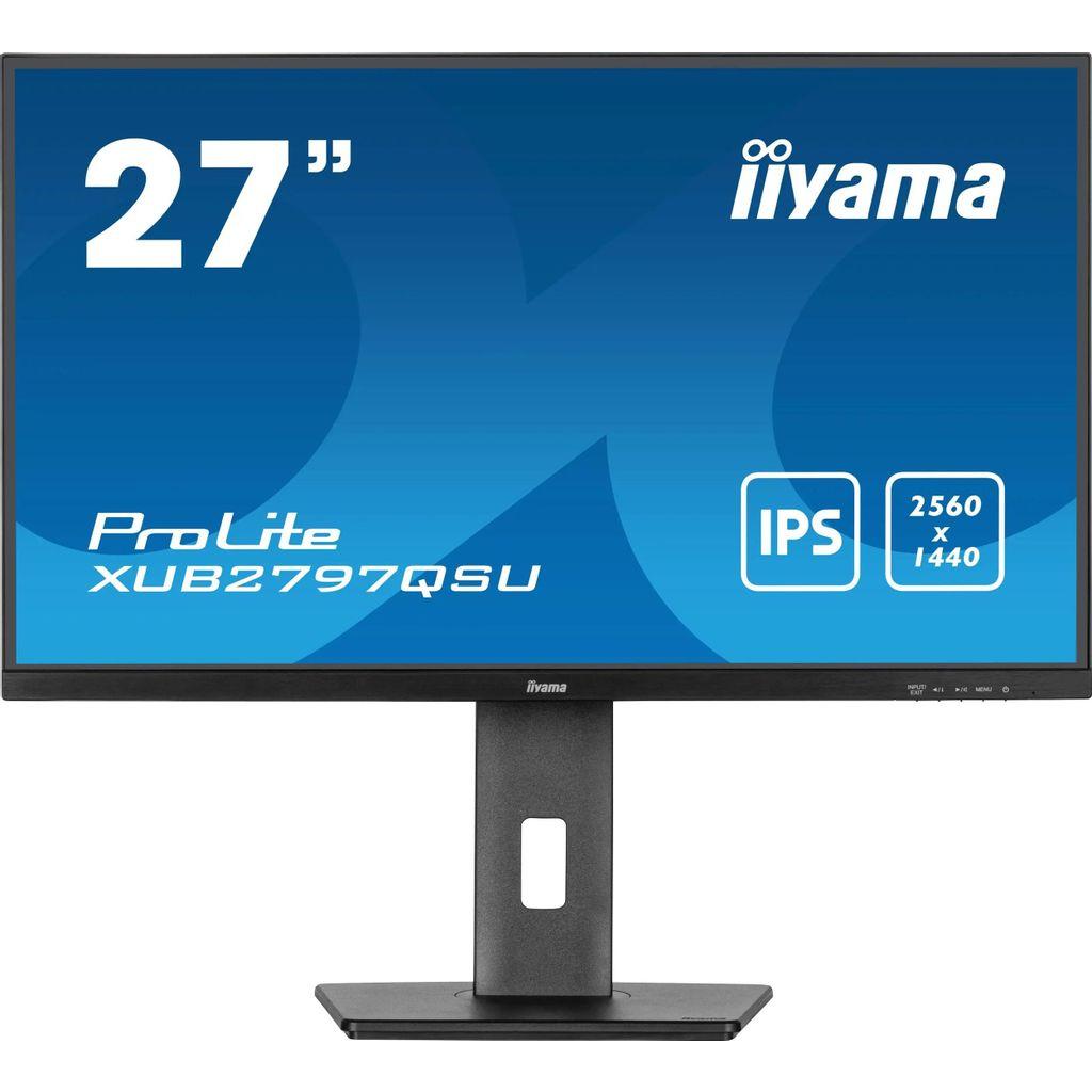 Монитор 27дюймов Iiyama ProLite XUB2797QSU-B2, 2560x1440, IPS, 100Гц, 1хHDMI, 1хDP, черный