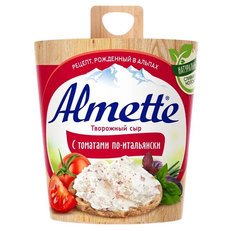 Сыр Almette творожный с вялеными томатами и базиликом 60 % 150 гр., стакан