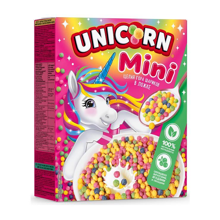 Готовый завтрак Любятово Unicorn мини шарики клубника яблоко 195 гр., картон