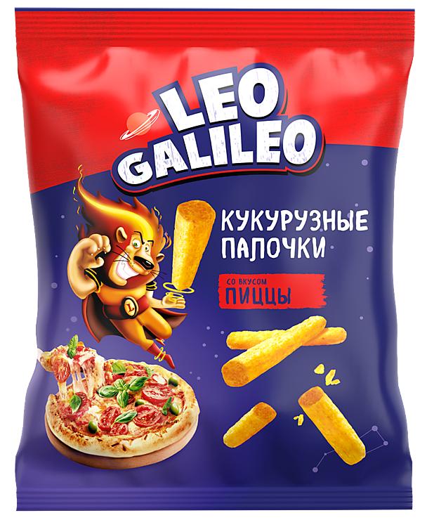 Снеки кукурузные Leo Galileo пицца 45 гр., флоу-пак