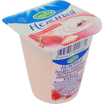Йогуртный продукт Нежный с соком клубники 1,2%, Campina, 100 гр, ПЭТ