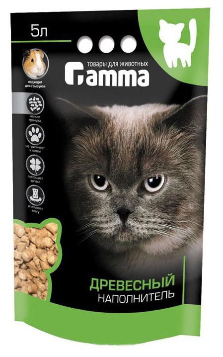 Наполнитель Gamma, для кошек древесный мелкие гранулы, 3 кг., пакет