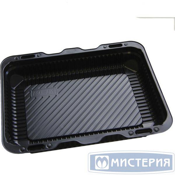 Контейнер для суши Коррекс прямоугольный 225х158х40 мм., чёрный, ПС, 350 шт, картон