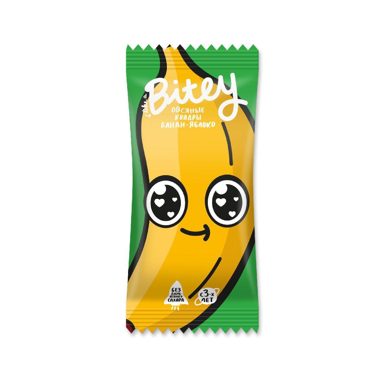 Батончик Take a Bitey Квадры Яблоко-Банан детский 30 гр., флоу-пак