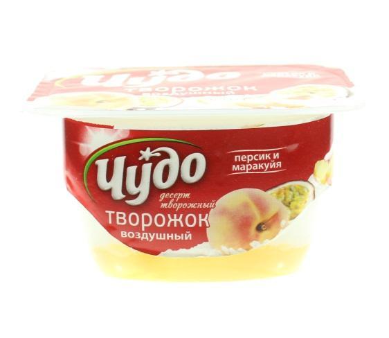 Творожок воздушный Чудо персик маракуйя 4,2% 100 гр., стакан