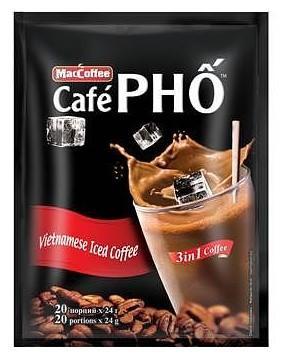 Растворимый кофе MacCoffee Cafe PHO 3 в 1 в пакетиках 20 штук 480 гр., картон