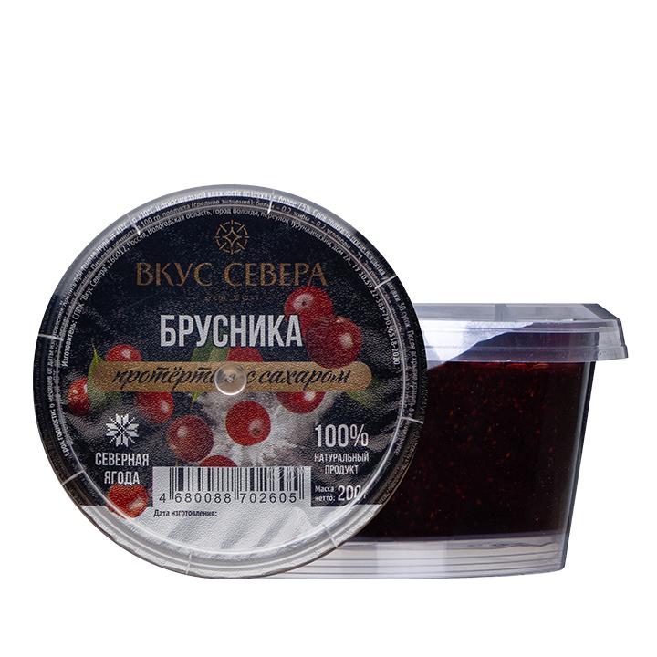 Брусника Вкус севера протертая с сахаром 200 гр., ПЭТ
