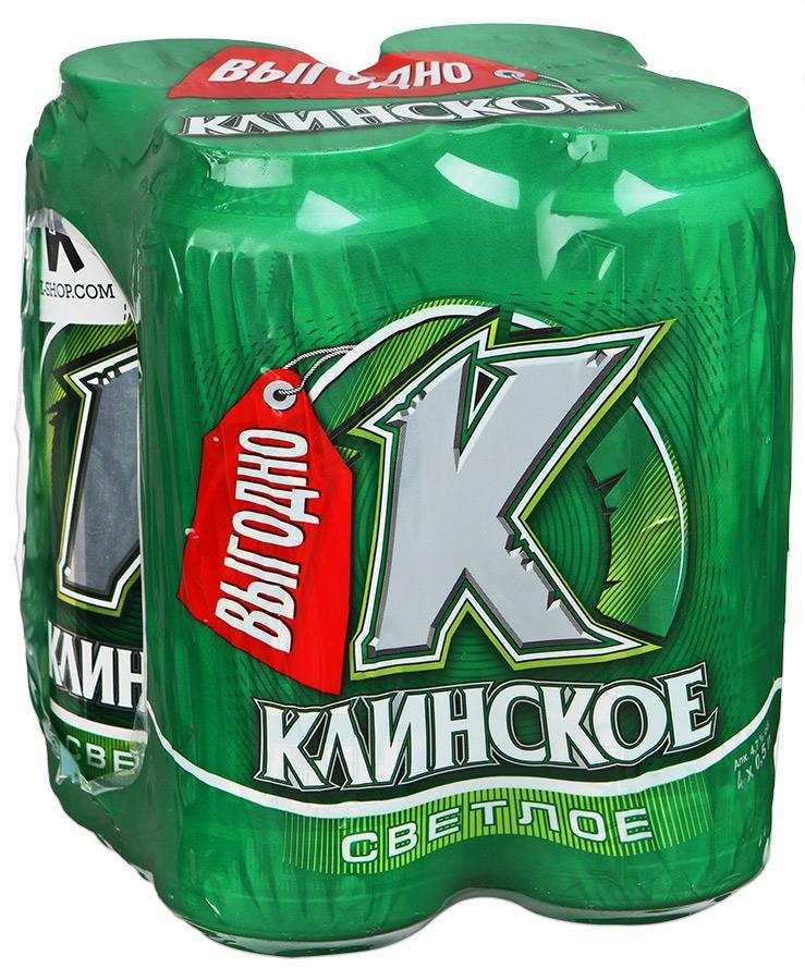 Пиво Клинское светлое 4,7% набор 4 шт*0,5 л., 2 л., ж/б