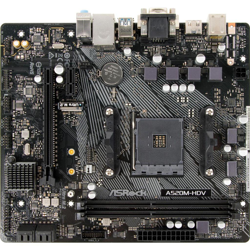 Материнская плата ASROCK A520M-HDV, Socket AM4, AMD A520, mATX, Ret