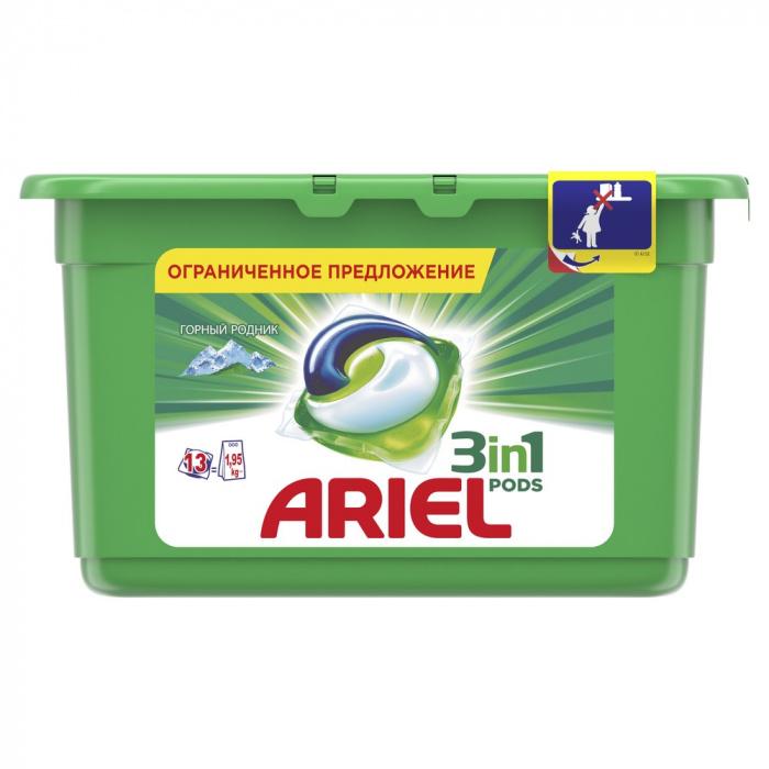Капсулы для стирки Ariel Горный родник 18 шт., ПЭТ