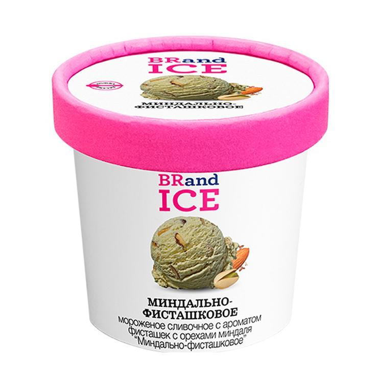 Мороженое пломбир BRandICE миндально фисташковое 60 гр., пластиковый стакан